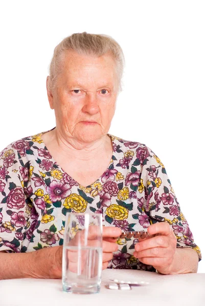 Babička s léky — Stock fotografie