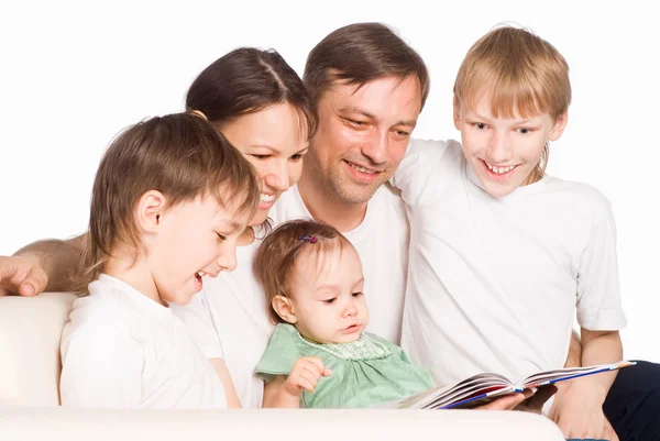 Cute family reading — Stock Photo, Image