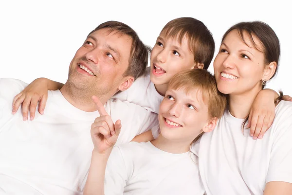 Família em um fundo branco — Fotografia de Stock