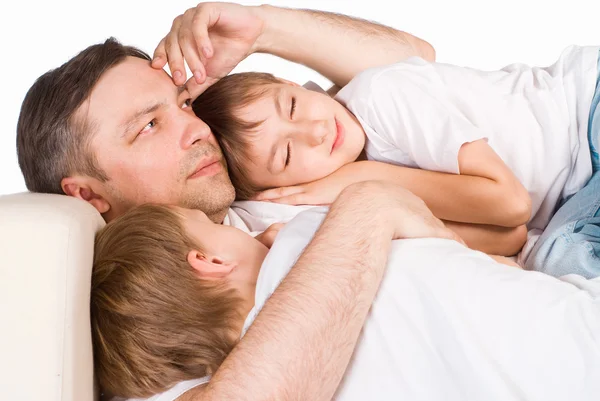 Roztomilý rodiny spí — Stock fotografie