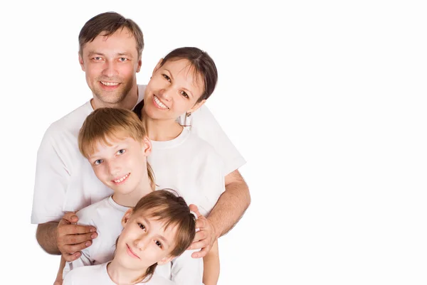 Söt familj på vit — Stockfoto