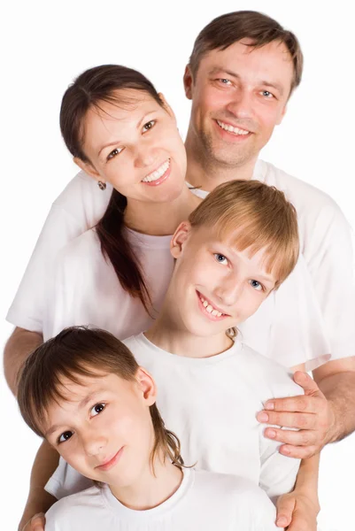 Pretty family on white — Stock Photo, Image