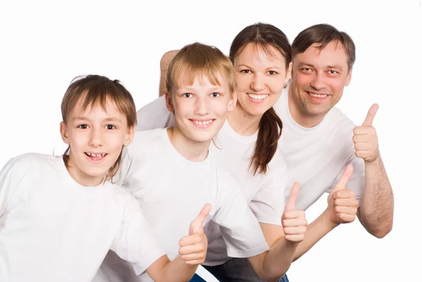 Hübsche Familie auf Weiß — Stockfoto