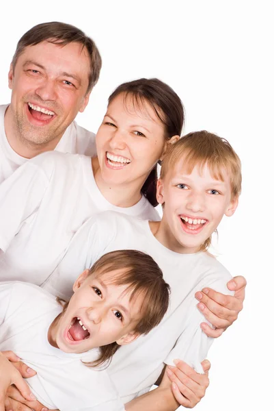 Pretty family on white — Stock Photo, Image