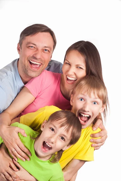 在白色的幸福家庭 — 图库照片
