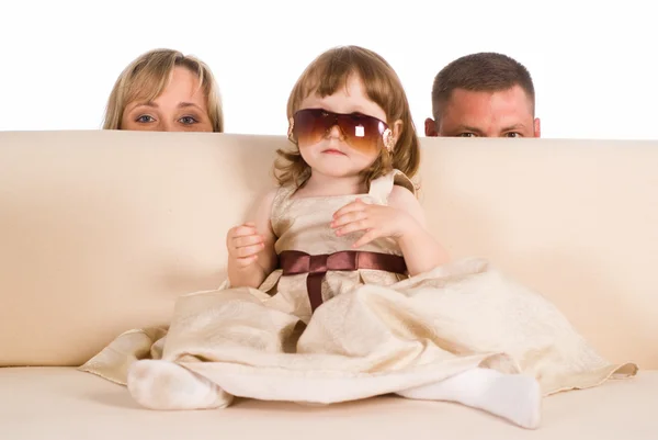 Girl with parents — Stock Photo, Image