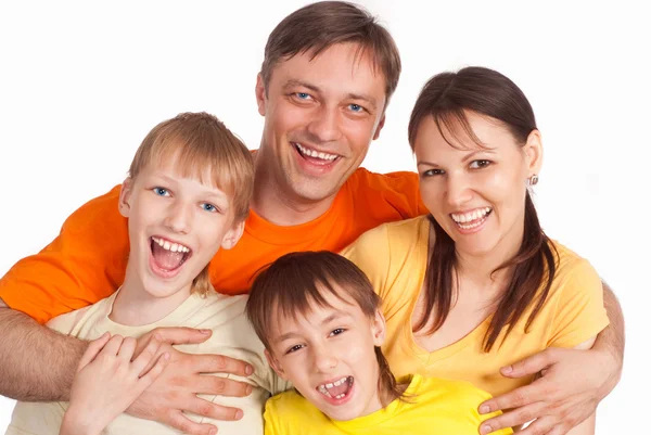 Familjen på vit — Stockfoto