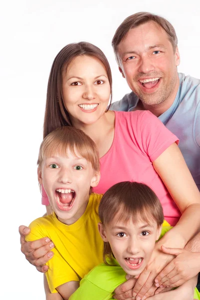 Ładny rodziny na biały — Zdjęcie stockowe