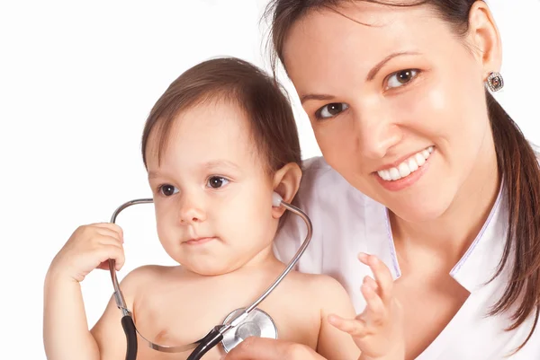 Sjuksköterska och baby — Stockfoto