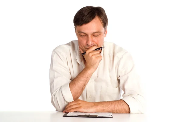 Man with pen — Stock Photo, Image