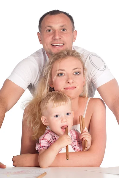 Roztomilý rodinný kresba — Stock fotografie