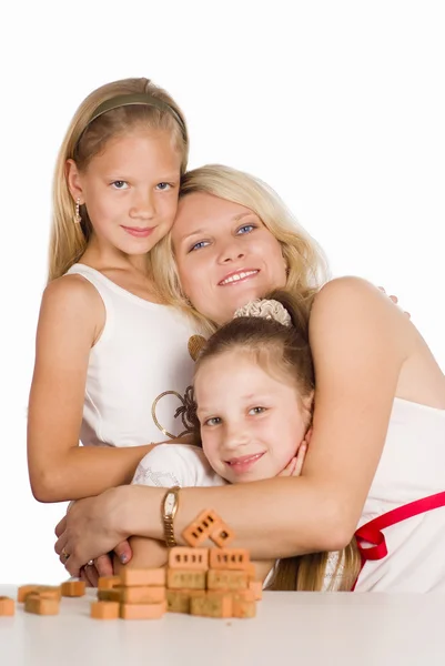 Mutter spielt mit Töchtern — Stockfoto