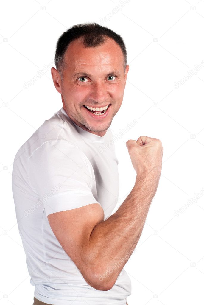 Happy man on white Stock Photo by ©aletia 6437108