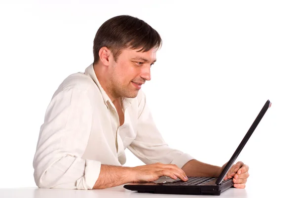 Homme avec ordinateur — Photo