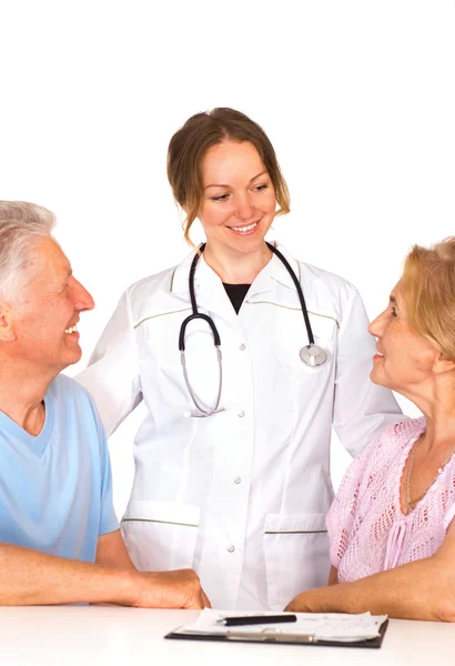 Glad sjuksköterska och patienter — Stockfoto