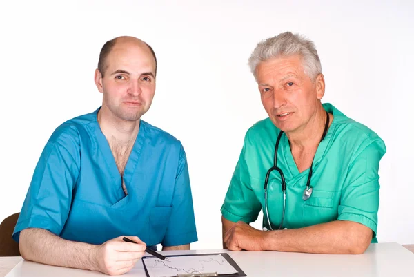 Two doctors at table — Stock Photo, Image