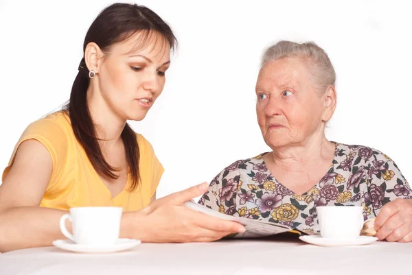 Aged mom with daughter — Stock Photo, Image