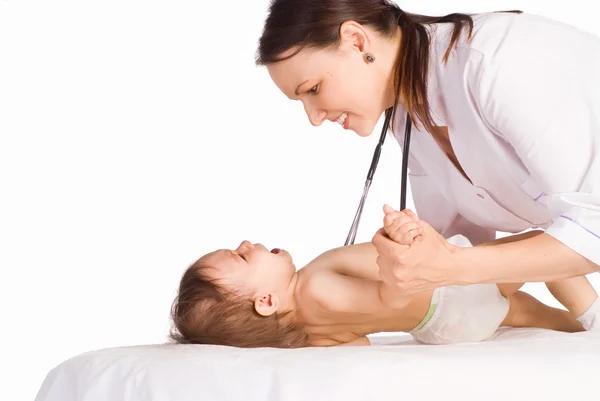 Verpleegkundige en baby — Stockfoto