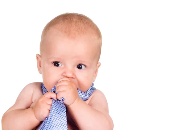 Baby med slips — Stockfoto
