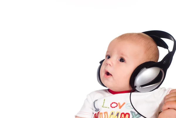 Bebé música escuchando —  Fotos de Stock