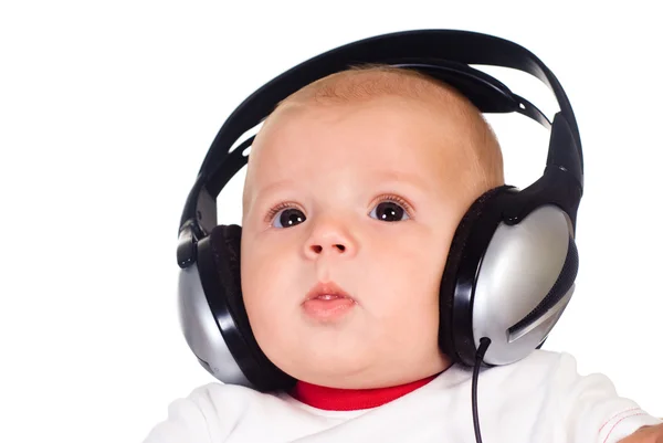 Bebek ve kulaklıklar — Stok fotoğraf