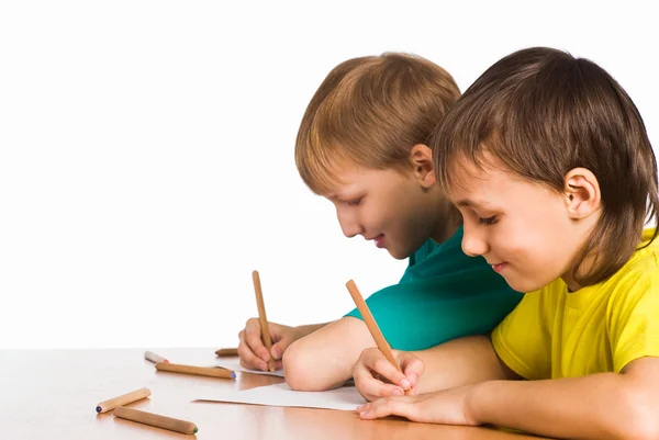 Two boys drawing Stock Image