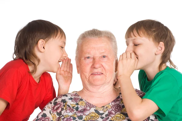 Babička s vnuky — Stock fotografie
