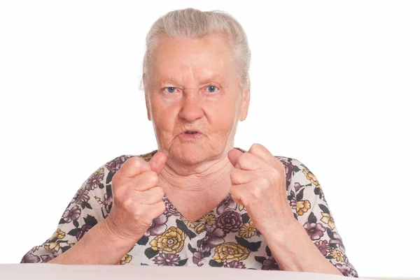 Angry granny portrait — Stock Photo, Image