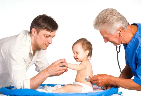 Father with his daughter and doctor — Stock Photo, Image