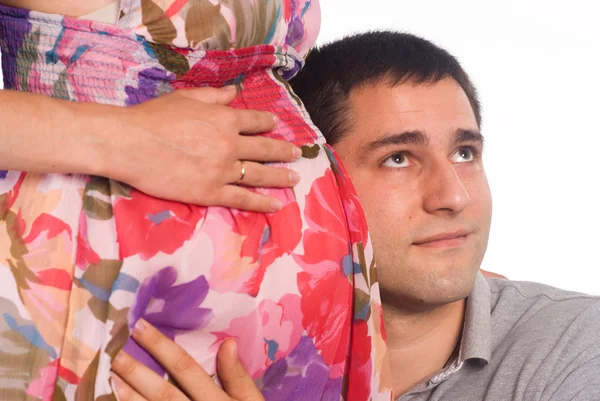 Vader met zwangere — Stockfoto