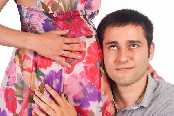 Vader met zwangere — Stockfoto