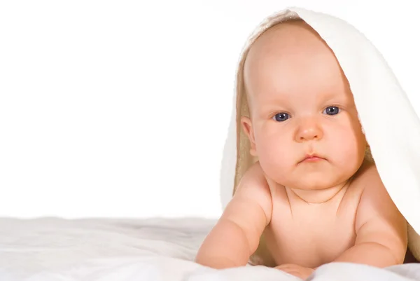 Baby under the towel — Stock Photo, Image
