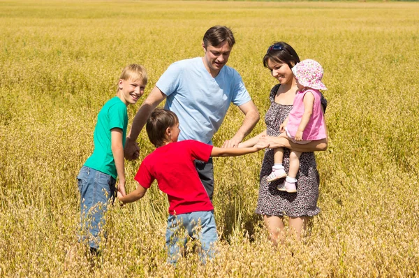 Семья на поле — стоковое фото