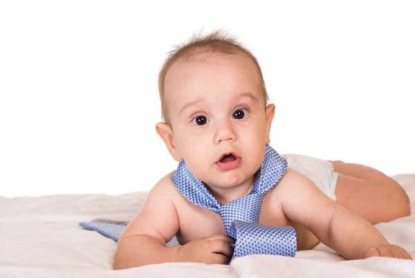 Baby med slips — Stockfoto