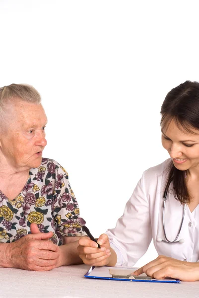Medico con nonna — Foto Stock