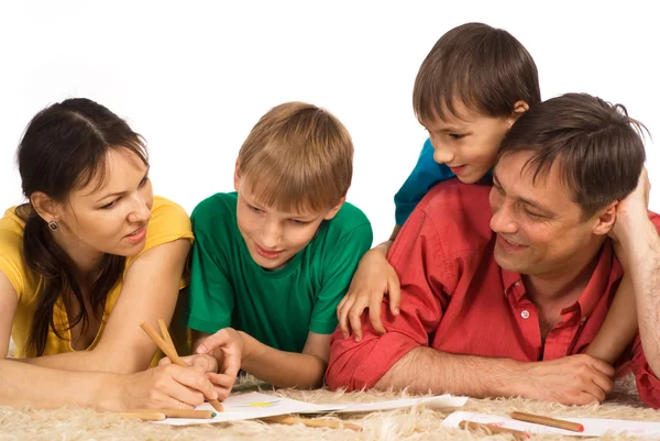 Cute family drawing — Stock Photo, Image