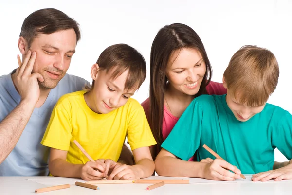 Söta familjen ritning — Stockfoto