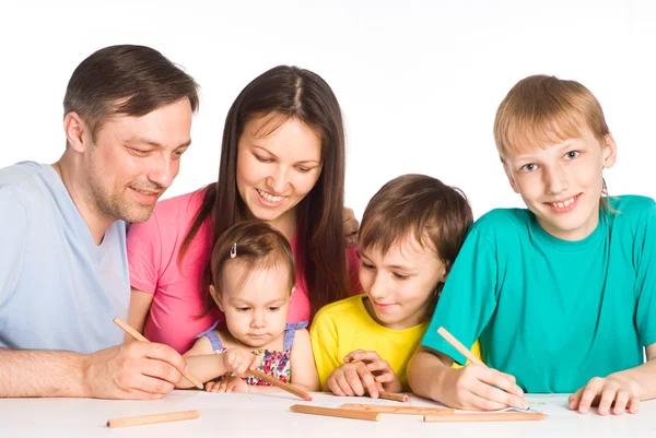 Cute family of a five drawing — Stock Photo, Image