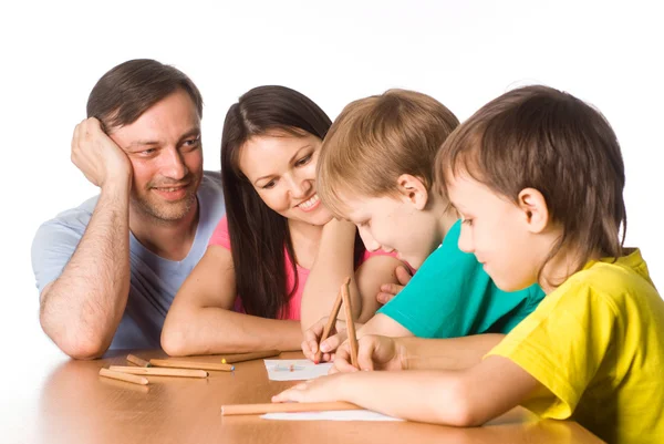 Cute family drawing — Stock Photo, Image