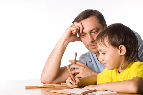 Papá dibuja con hijo — Foto de Stock