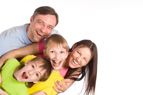 Gelukkige familie op een wit — Stockfoto