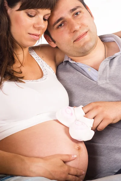 Terhes nő, egy férfi — Stock Fotó