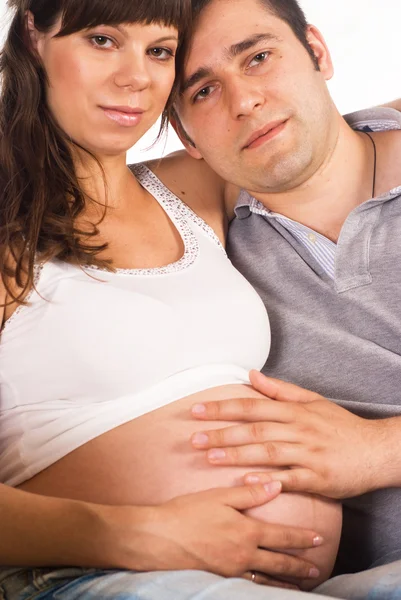 Terhes nő, egy férfi — Stock Fotó