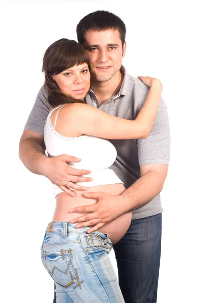 Mujer embarazada con hombre — Foto de Stock