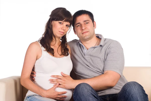 Bonita pareja en blanco — Foto de Stock