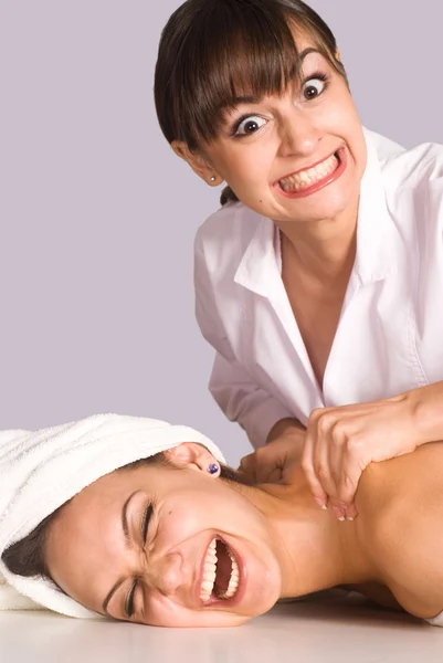 Menina bonito na massagem — Fotografia de Stock