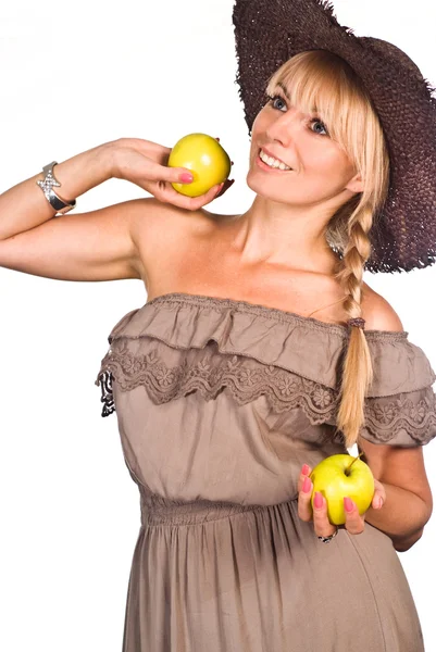 Гарна дівчина з яблуком — стокове фото