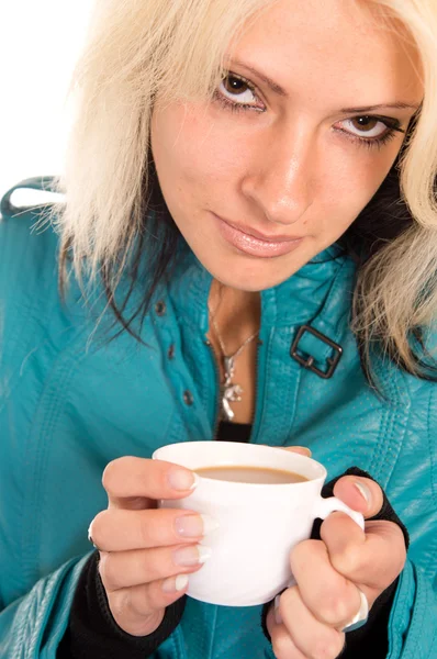 Девушка с кофе — стоковое фото