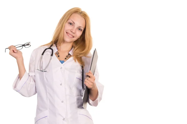 Krankenschwester auf weiß — Stockfoto