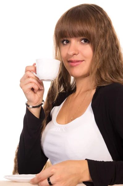 Симпатичная девушка с чашкой — стоковое фото